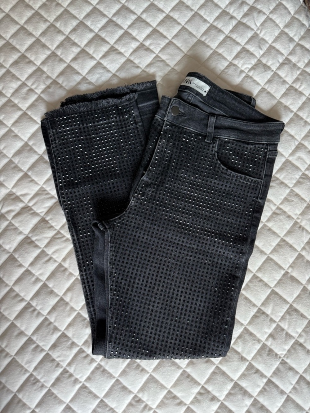 Zara Black Skinny Jeans with Stud Embellishments